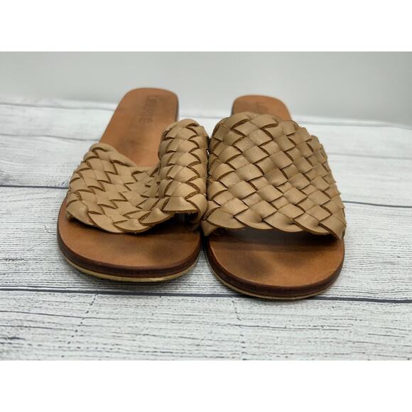 Liberté Santorini Womens Brown Woven Leather Mules Wooden Heel Sandals Size 9 - Picture 7 of 10